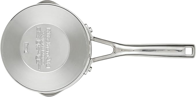 KitchenAid 71026 3-Ply Base Brushed Stainless Saucepan with Pour Spouts, 1.5 Quart -Brushed Stainless Steel