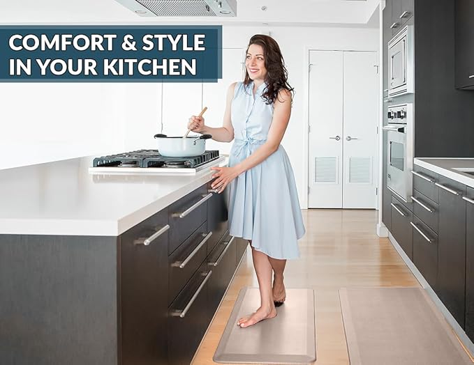 ComfiLife Anti Fatigue Floor Mat – 3/4 Inch Thick Kitchen Mats for Floor, Standing Desk Mat, Kitchen Rug – Comfort at Home, Office – Durable – Stain Resistant – Non-Slip Bottom (20" x 32", Rose Gold)