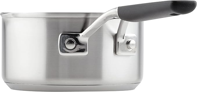 KitchenAid 71018 Stainless Steel Saucepan with Pour Spouts, 1 Quart - Brushed Stainless Steel