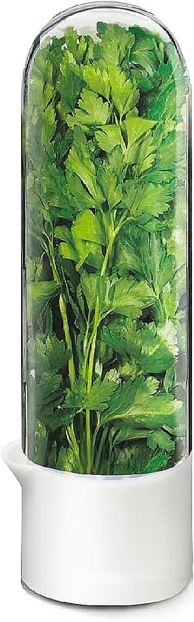 Cilantro Container for Fridge, Herb Saver for Refrigerator - Fresh Herb Keeper for Cilantro, Basil, Asparagus, Parsley, Keeps Greens Vegetables for 2-3 Weeks (1PCS)