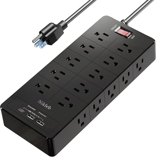 Power Strip 23 in 1, 20 Outlets Surge Protector Wall Mount with 2 USB+1 USB C Ports, Multi Plug Extension Cord 6ft Heavy Duty, Accessories for Gaming, Studio, Home, Office, Desk Organizers
