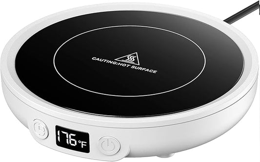 SWEETFULL Mug Warmer - Upgraded 36W Coffee Cup Warmer for Desk with 130℉-176℉ Digital Display, 2-12H Timer Auto Shut Off, Smart Electric Coffee Heating Plate, Ideal Gifts for Women Men - White