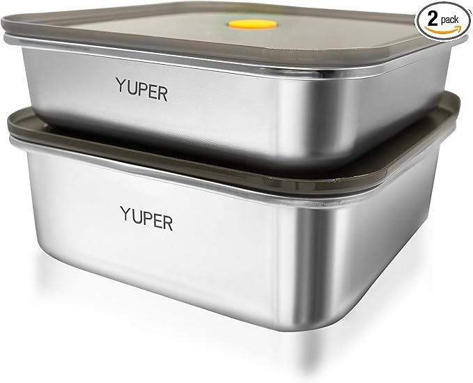 YUPER Stainless Steel Food Containers, Meal Prep Container, Sandwich Containers, Stainless Steel Containers with Lids Fruit Lunch Snacks Storage, 2 Pack (40+67OZ)