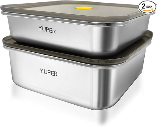 YUPER Stainless Steel Food Containers, Meal Prep Container, Sandwich Containers, Stainless Steel Containers with Lids Fruit Lunch Snacks Storage, 2 Pack (40+67OZ)