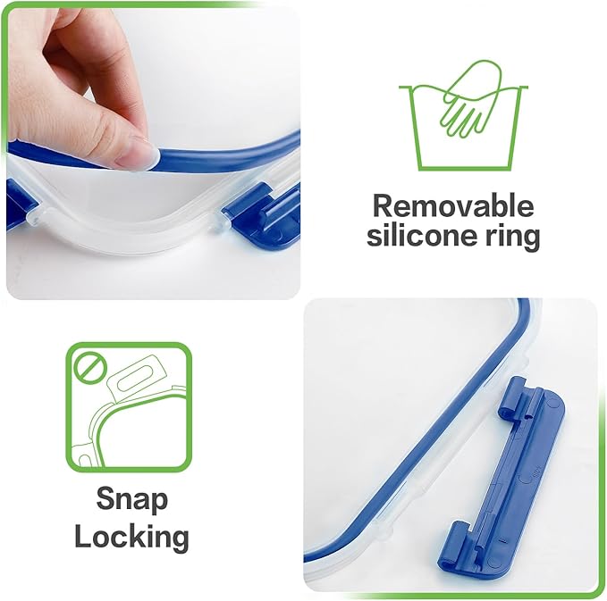 10 Pack Borosilicate Glass Meal Prep Containers with Locking Lids, Glass Food Storage Containers Set, Airtight Lunch Bento Boxes, BPA-Free & Leak Proof, 36oz & 14oz, Freezer, Oven Safe-Deep Blue