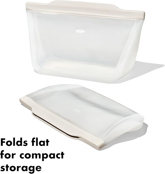 OXO Good Grips Silicone Reusable Bag – Stand-Up Half Gallon (64 oz) - Oat