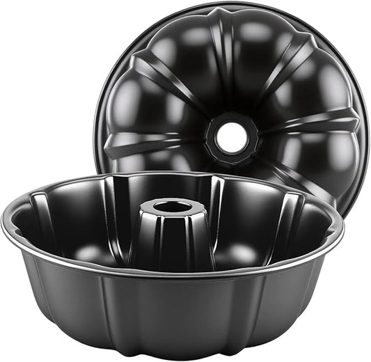 Bundt Cake Pan, 10-Inch Nonstick Round Fluted Tube Cake Baking Pan, Buntz Pound Cake Mold,Tube Bakeware,Baking Mold for Jello/Gelatin/Chocoflan/Flan, Non Toxic, Easy Clean - Black