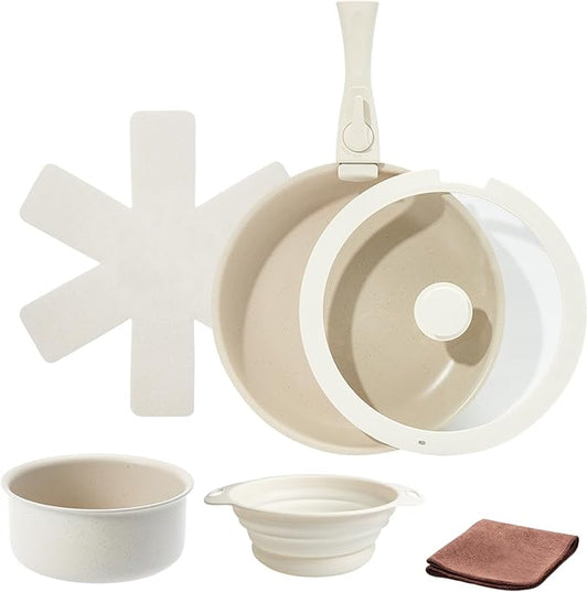 Pots and Pans Set Non Stick (White-7p)