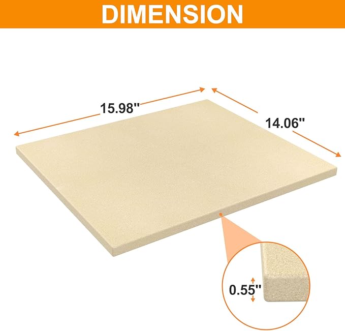 "16 inch Pizza Stone for Oven Baking & BBQ Grilling, Universal Large Rectangle Baking Stone Bread Pan for Baking Bread Pizzas, Oven Stone for Gas Grill, Durable Rectangular Cordierite Cooking Stone"