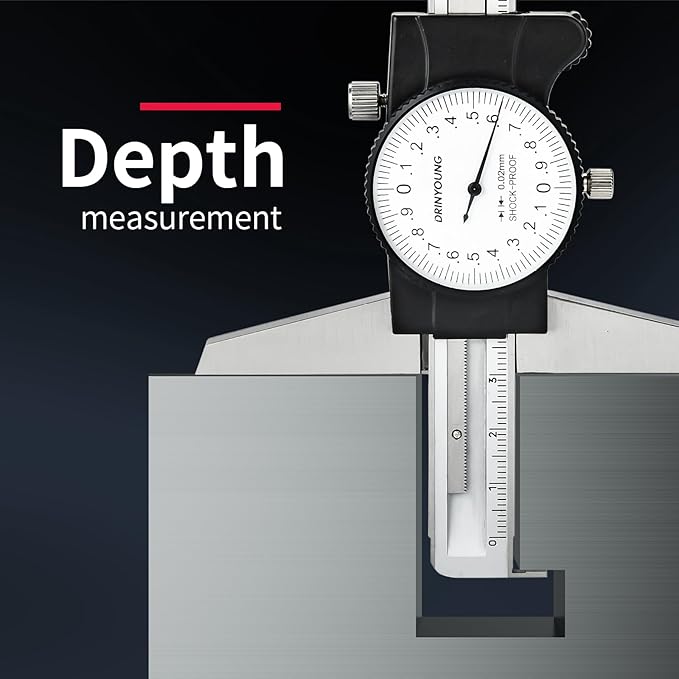 0-150 mm Professional Hook Depth Measuring Calipers, 0.02 mm Ultra Precision, Precision Measuring Tools DRINYOUNG(0-150 mm (Depth dial Caliper with Hook))