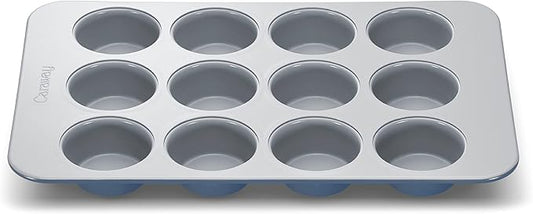 Caraway Non-Stick Ceramic 12-Cup Muffin Pan - Naturally Slick Ceramic Coating - Non-Toxic, PTFE & PFOA Free - Perfect for Cupcakes, Muffins, and More - Slate