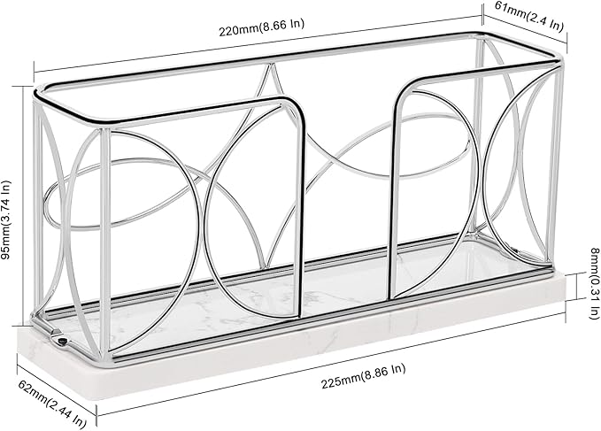 Napkin Holder with Marble Base, Guest Towel Paper Dispenser for Table, Modern Metal Napkin Stand, Ideal for All Bathroom Vanity, Kitchen Decor Accessories (Chrome, 4 Inch)
