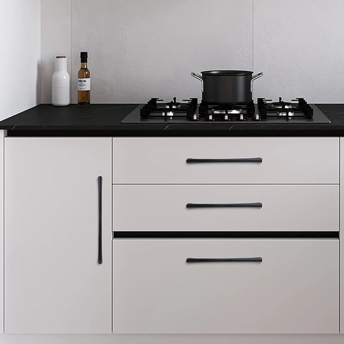 10 Pack 10 Inch Kitchen Cabinet Handles Matte Black Cabinet Pulls Zinc Alloy Drawer Pulls Solid Kitchen Hardware