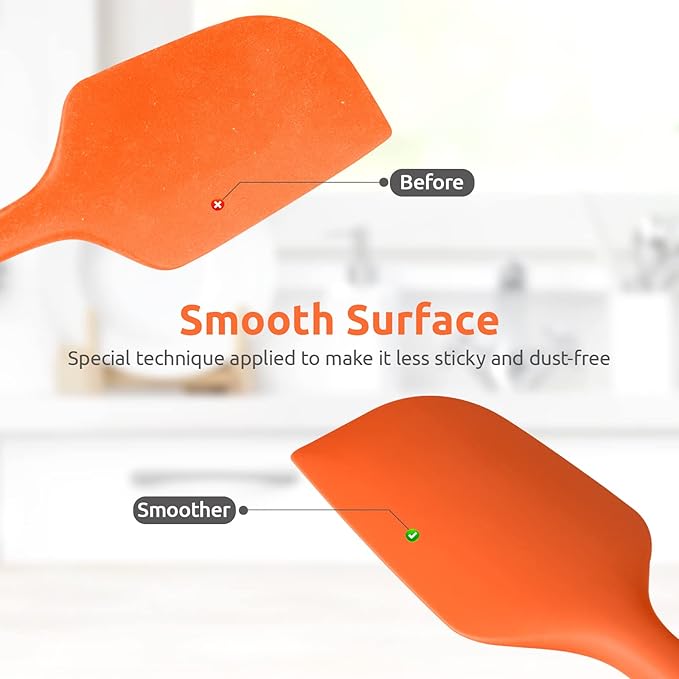 Heat Resistant Silicone Large Spatula: U-Taste 600ºF High Heat Flexible 11.38in Silicon Mixing Stirring Cooking Scraping Baking Bowl Scraper Seamless Spreader for Kitchen Nonstick Cookware (Orange)