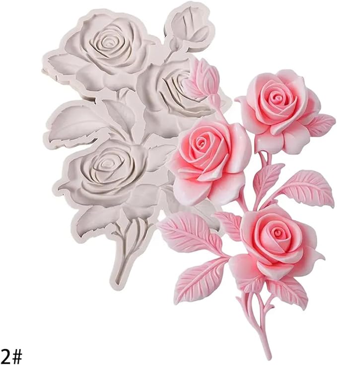 (Four-piece set) Tulip Rose Silicone Mold Cake Chocolate Mold Wedding Cake Decoration Tool Soft Candy Cake Mold