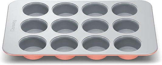 Caraway Non-Stick Ceramic 12-Cup Muffin Pan - Naturally Slick Ceramic Coating - Non-Toxic, PTFE & PFOA Free - Perfect for Cupcakes, Muffins, and More - Perracotta