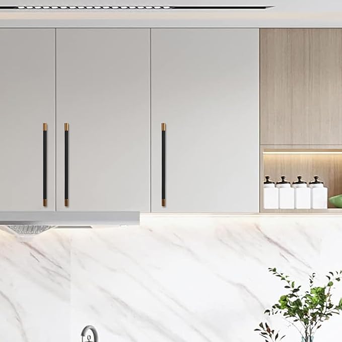 10 Pack 10 inch(254mm) Black & Antique Brass Kitchen Handles - Knurled Cabinet Pulls & Drawer Pulls