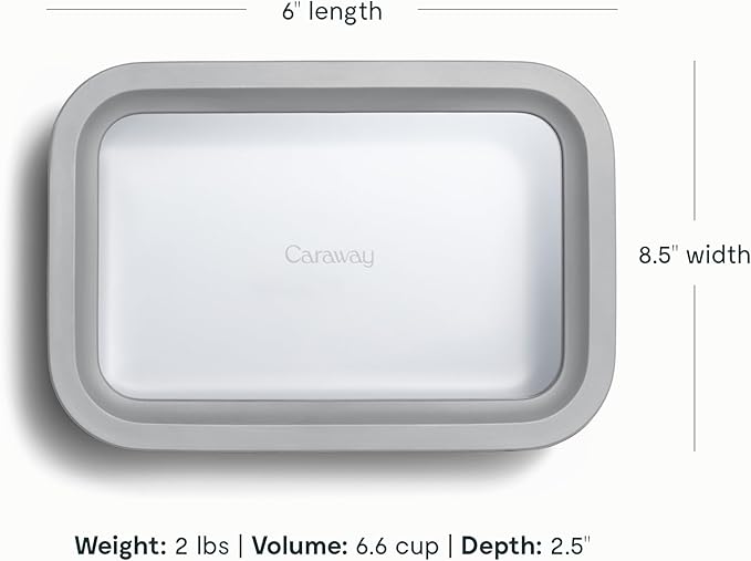 Caraway 6pc Glass Food Storage Set – 6.6 Cup Food Containers (6) - Ceramic Coated - Non Toxic, Non Stick with Lids - Microwave Safe - Gray