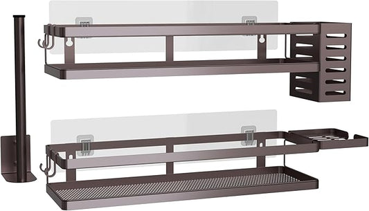 PUSDON Metal Wall Hanging Basket 2 Packs DIY Suitable for Multiple Scenes - Large Bronze Guardrail Suit