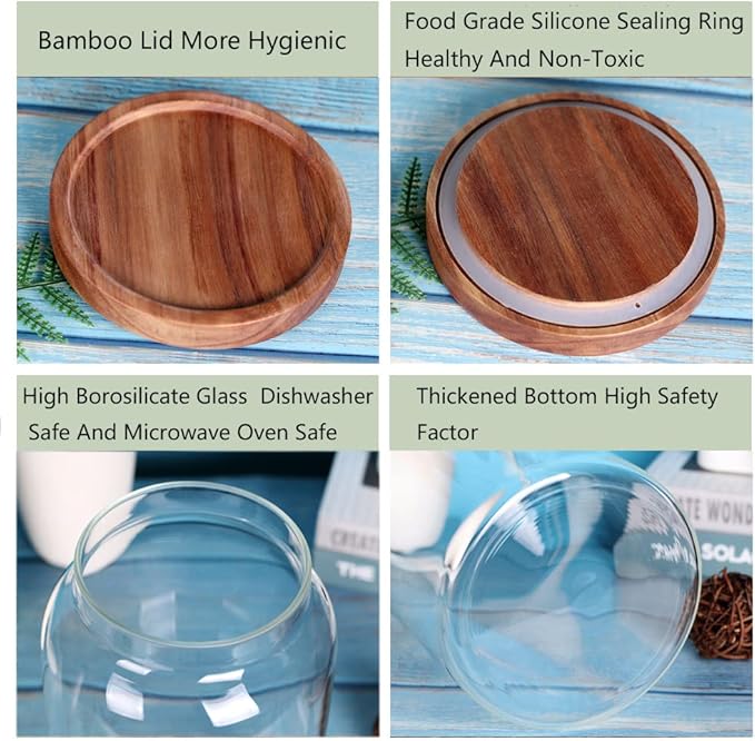 1 Gallon Glass Jar with Airtight Lid and Anti-Skid Bottom for Dry Food Storage