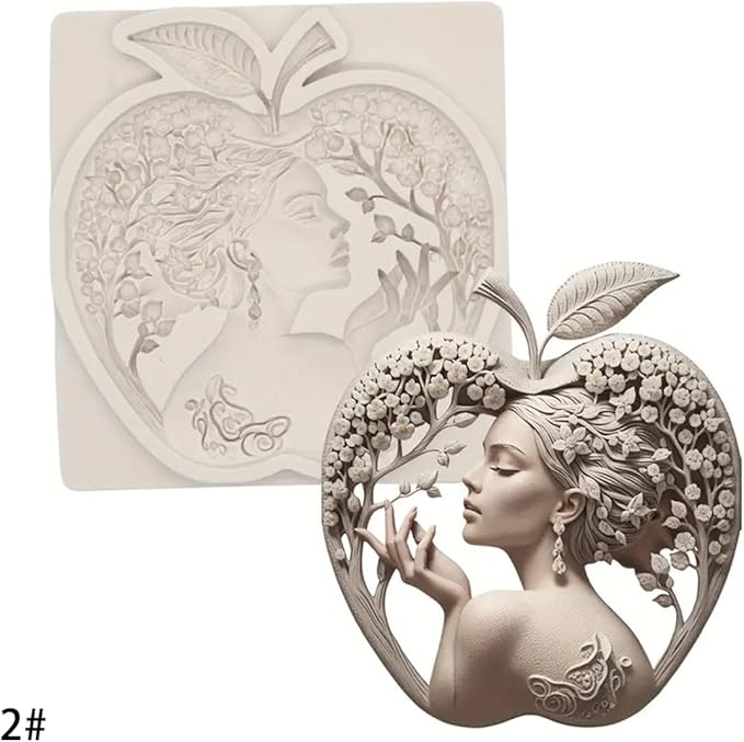 (Four-piece set) Love swan key, lock, apple girl, DIY silicone mold, cake chocolate mold wedding cake decoration tool soft cake