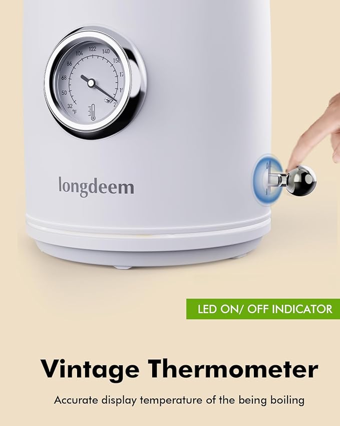 LONGDEEM 1L Small Electric Kettles Stainless Steel, Portable Travel Mini Hot Water Boiler Heater, Cool Touch Teapot, Auto Shut-Off & Boil-Dry Protection for Cooking, Business Trip and More, White