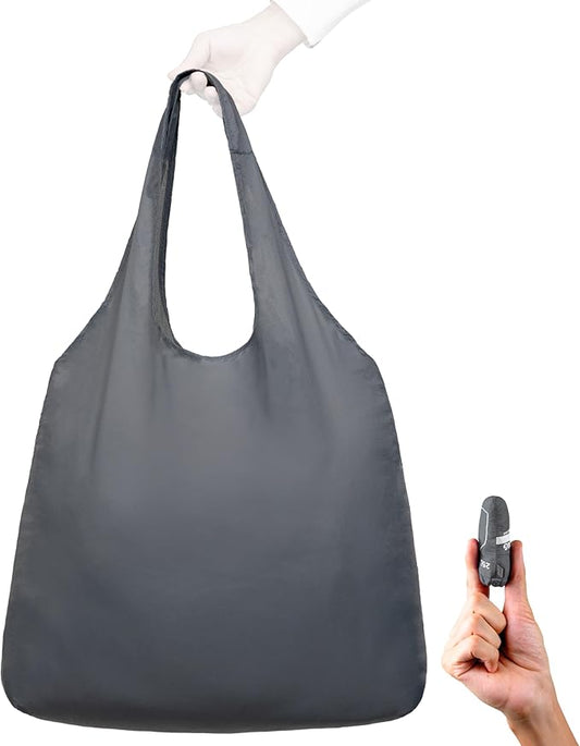 Nanobag Ultra-Lightweight Heavy Duty Foldable Tote for Women & Men, Reusable Grocery & Travel Bag, Packable Collapsible Compact Market Essential (XL Gray)