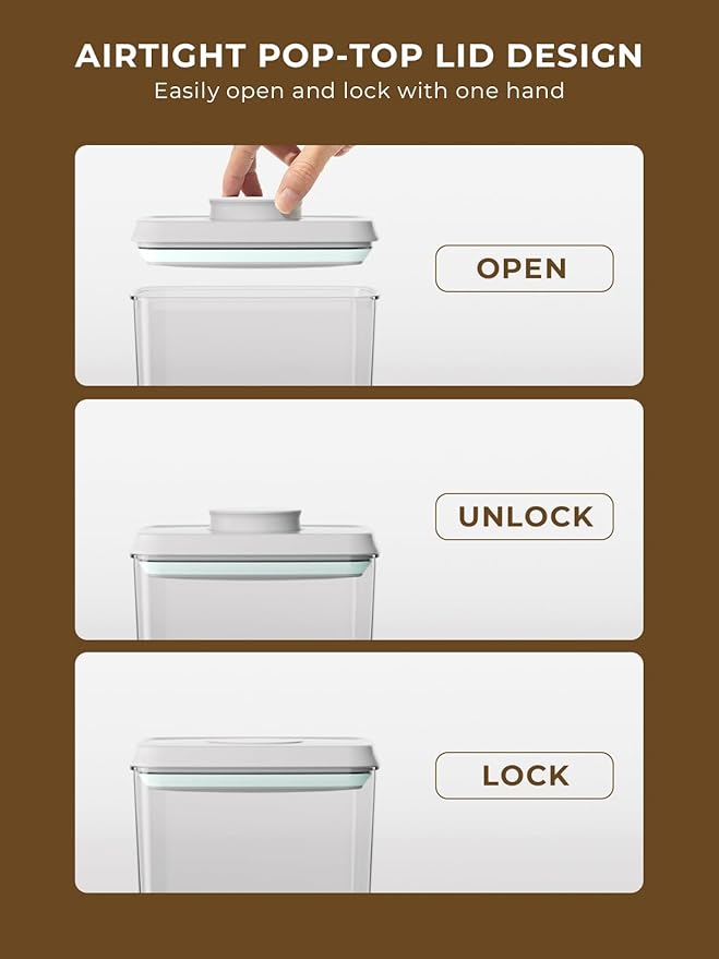 Large Rice Storage Container, 4 Pack Airtight Pop Food Holder with Lid & Measuring Scoop, 4L/6.06Lbs Flour Dispenser for Dry Food Storage and Kitchen Pantry Organization