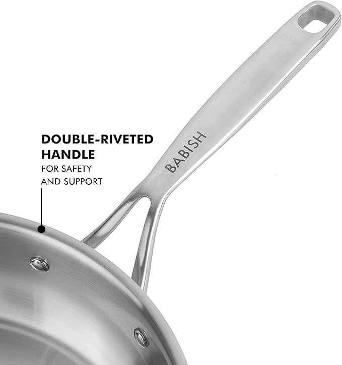 Babish 10 Inch Stainless Steel Triply Professional Grade Fry Pan