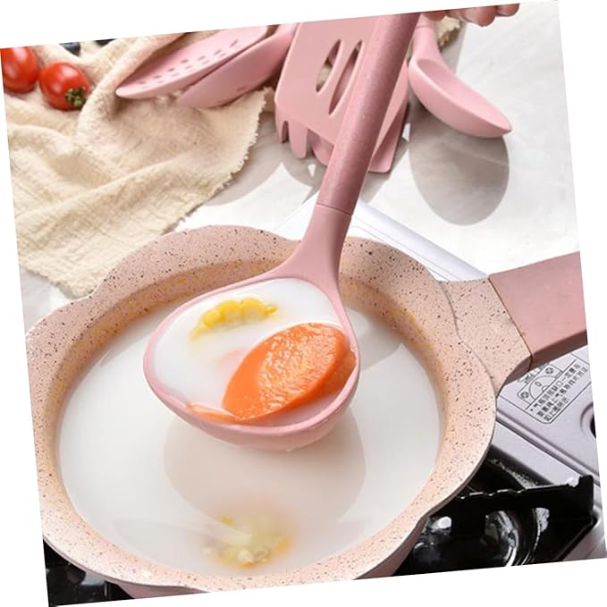 Silicone Kitchenware with Wooden Handles Cooking Utensil Kit Including Spatula and Spoon with Storage Bucket Heat Resistant Non-stick Silicone Tools for Home and Restaurant Cooking