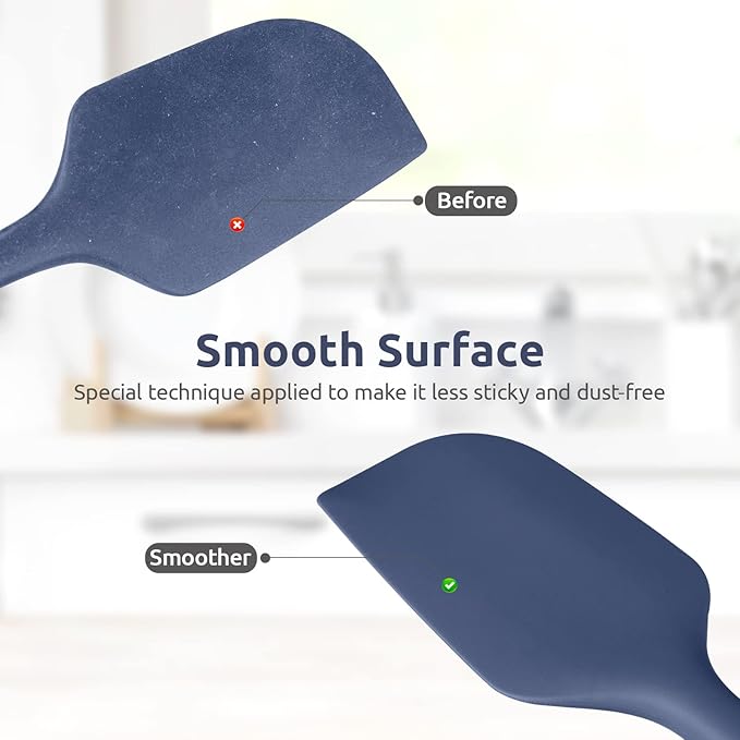 14in Extra Large Silicone Spatula: U-Taste 600ºF Heat Resistant Flexible Silicon Mixing Stirring Cooking Scraping Baking Bowl Scraper Seamless Spreader for Kitchen Nonstick Cookware (Midnight Blue)