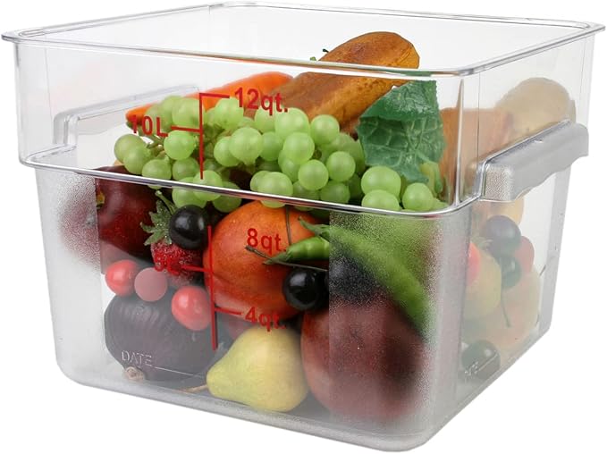 Tiger Chef Food Storage Containers with Lids - Plastic Container Set for Pantry Storage- 12 Qt Commercial Grade for Sugar, Flour, Cereal, Dry Goods