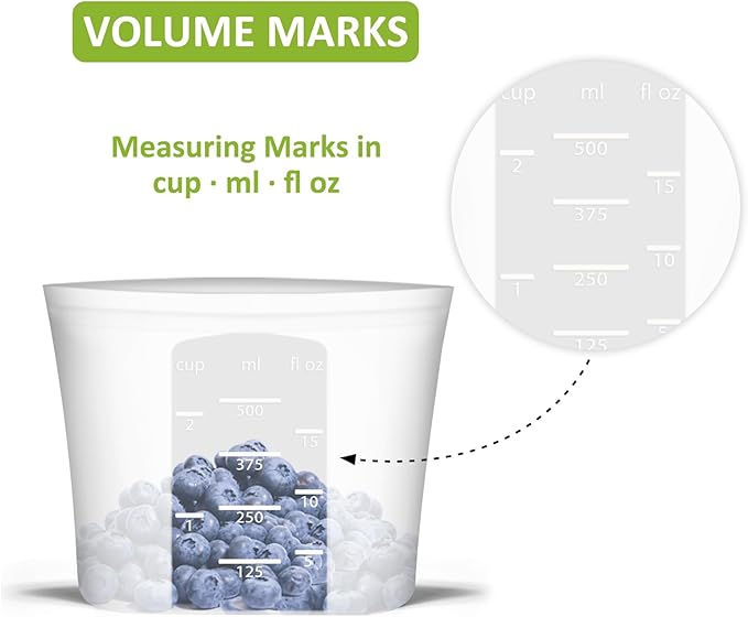 Reusable Snack Bags, 4 Pack, Stand Up 100% Silicone Reusable Storage Bag, Ziplock Silicone Food Storage Containers Snack Size, Freezer Microwave Oven Dishwasher Safe, Translucent, 16oz