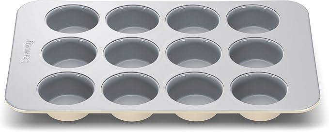 Caraway Non-Stick Ceramic 12-Cup Muffin Pan - Naturally Slick Ceramic Coating - Non-Toxic, PTFE & PFOA Free - Perfect for Cupcakes, Muffins, and More - Cream