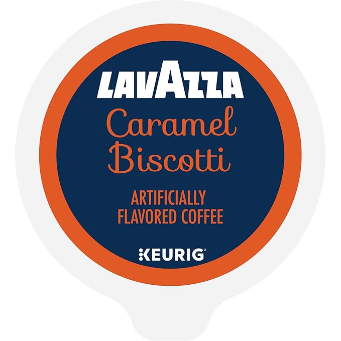 Lavazza Caramel Biscotti Coffee, Single Serve Keurig K-Cup Pods, Flavored Coffee, 60-Count Box (6 Packs of 10)