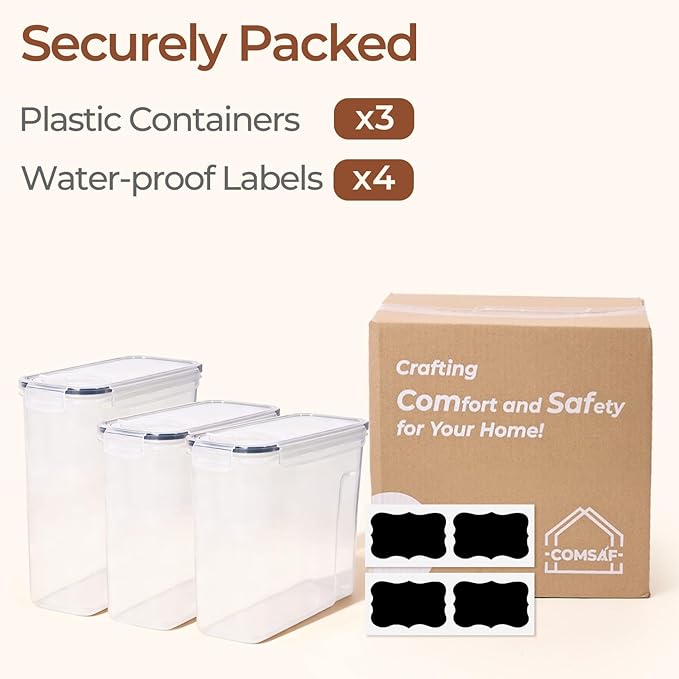 ComSaf Cereal Containers Storage Set (6L / 4L), Airtight Food Storage Containers for Pet Food Nuts,Cereal Dispenser for Kitchen Pantry Organization