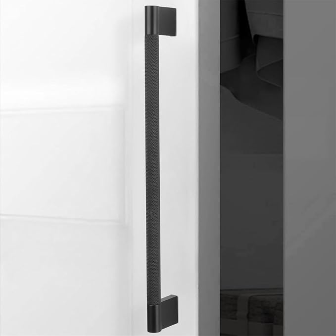 10 Pack 12-5/8 inch(320mm) Matte Black Kitchen Cabinet Handles Knurled Cabinet Pulls Black Drawer Pulls Kitchen Hardware