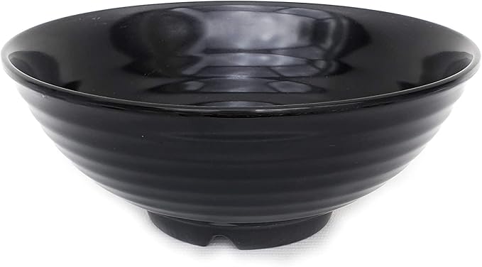 4 Ramen Bowls, 12 pieces Pho set. All Black Asian Japanese soup. Utensil: Spoons And Chopsticks kit. Melamine. Large 37 oz. Noodles, Rice, Udon, Thai, Chinese, Korean, Wonton, Miso