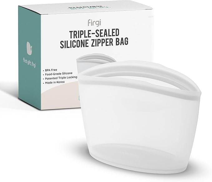 Reusable Silicone Food Storage Bags 3.6Cup (29oz), Airtight food Storage Containers Food Grade Silicone Snack Bags, BPA Free Food Storage Container, Microwave Safe, Sous Vide Container, White