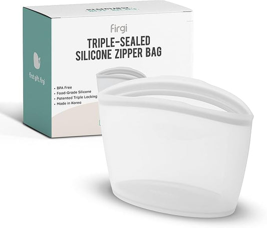 Reusable Silicone Food Storage Bags 3.6Cup (29oz), Airtight food Storage Containers Food Grade Silicone Snack Bags, BPA Free Food Storage Container, Microwave Safe, Sous Vide Container, White