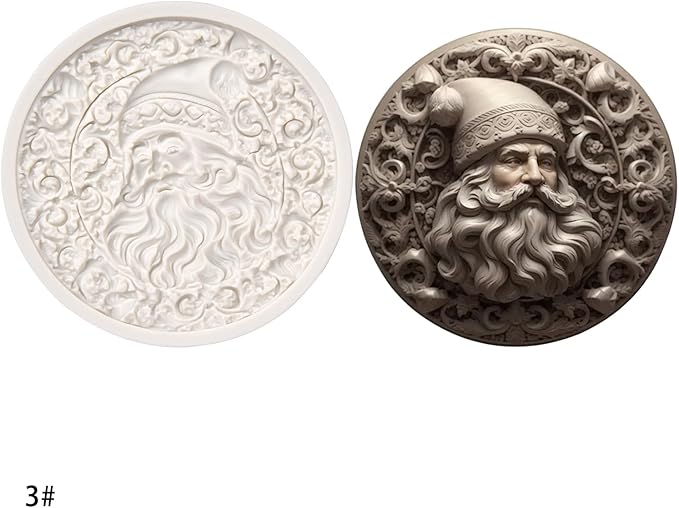 (Four-piece set) Santa Claus, cartoon mushroom cottage, floral door decoration, DIY silicone mold, cake chocolate mold wedding cake decoration tool soft cake