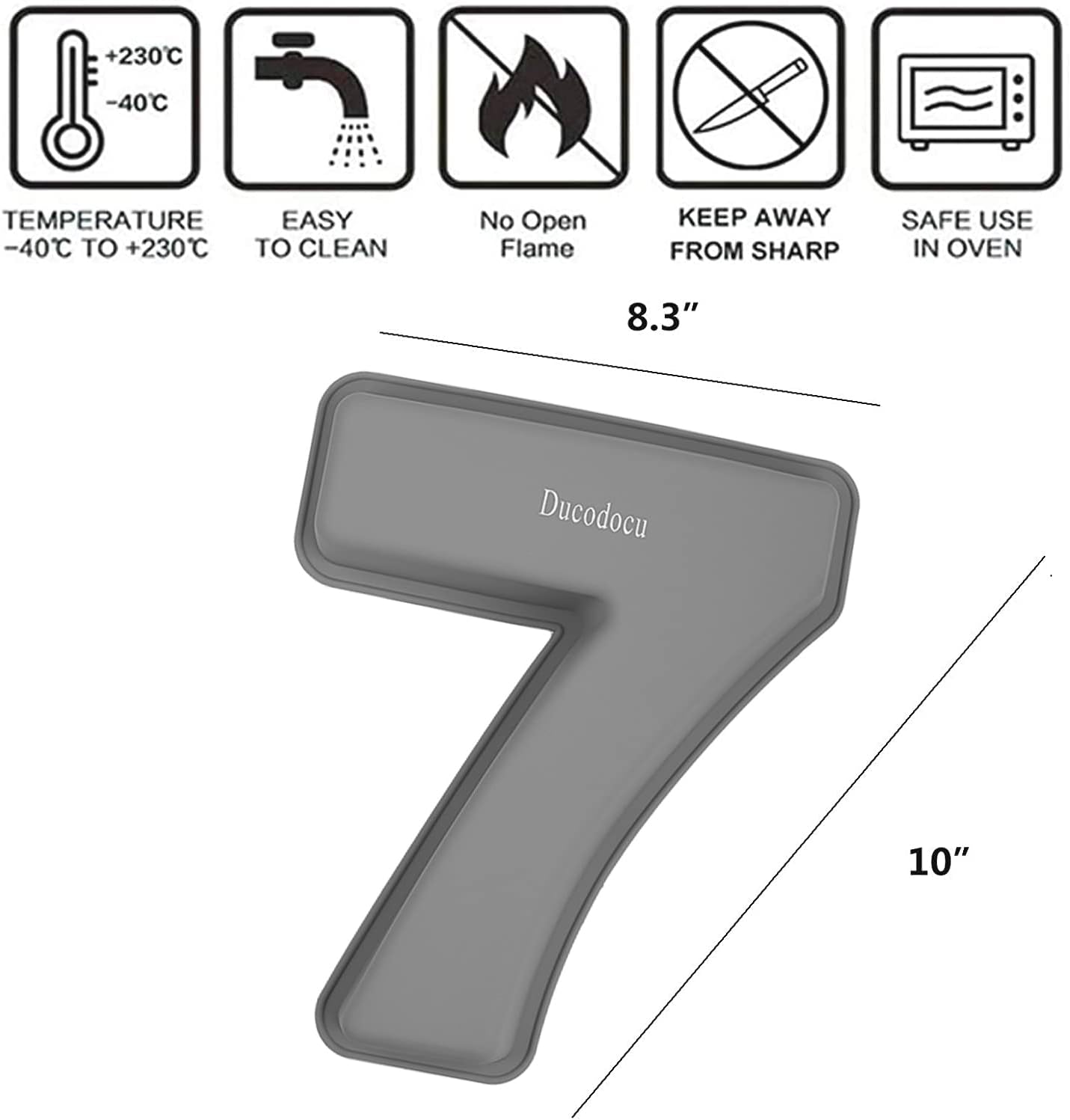 Ducodocu Silicone Cake Pans 3D Large Number Cake Mould Novelty Cake Tins DIY Baking Mold for Birthday Wedding Anniversary 10 inch Number of 7