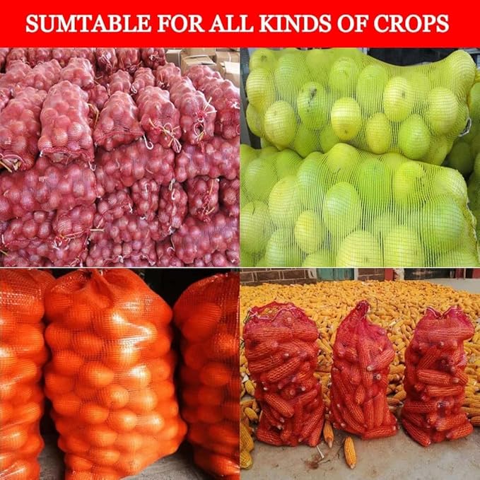 10pcs Extra Large Mesh Storage Produce Bags Reusable Vegetable Storage Bags Sacks 21'' x 32'' Holds up to 50 Lbs Vegetable Storage Bags (Green 10)