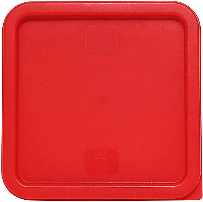 Tiger Chef 4 Pack Food Storage Container with Red Lid Commercial Grade in 8.0 Qt - Square, Clear, Polycarbonate