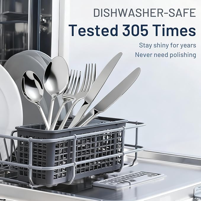 KIKCOIN 30 Pack Silverware Set for 6, Balanced Weight Stainless Steel Flatware Set, Mirror Polished Spoons And Forks Knife Set, Heavy Duty Cutlery Utensils Set for Home Kitchen Restaurant Wedding