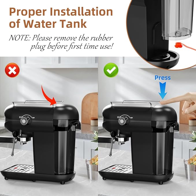 Espresso Coffee Machine, 20 Bar Compact Semi-Automatic Espresso Machine with Milk Frother for home Latte, Cappuccino, Black