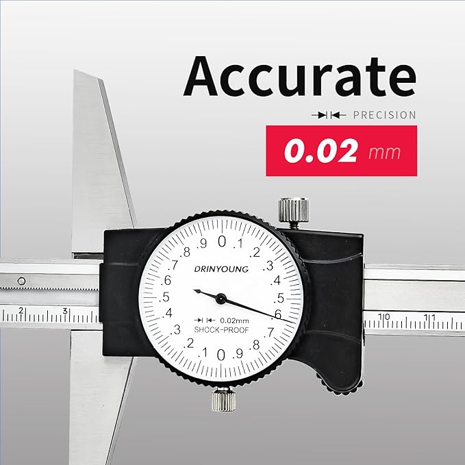 0-150 mm Professional Hook Depth Measuring Calipers, 0.02 mm Ultra Precision, Precision Measuring Tools DRINYOUNG(0-150 mm (Depth dial Caliper with Hook))