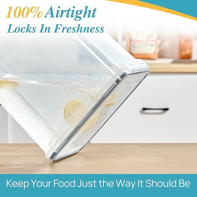 Vtopmart 9.5L 2 Pack Extra Large Flour Sugar Storage Containers for 25lbs flour, Airtight Kitchen Pantry Organization Canisters with Lids for Bulk food, Rice, Baking Supplies, BPA Free, Black