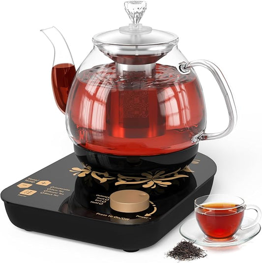 Compact Tea Maker Electric Glass Kettle，Dual Methods of Steaming and Brewing with Temperature and Timer Programs，Cordless 800W 0.8 Liters capacity for get your favorite teas.(pick-up available)