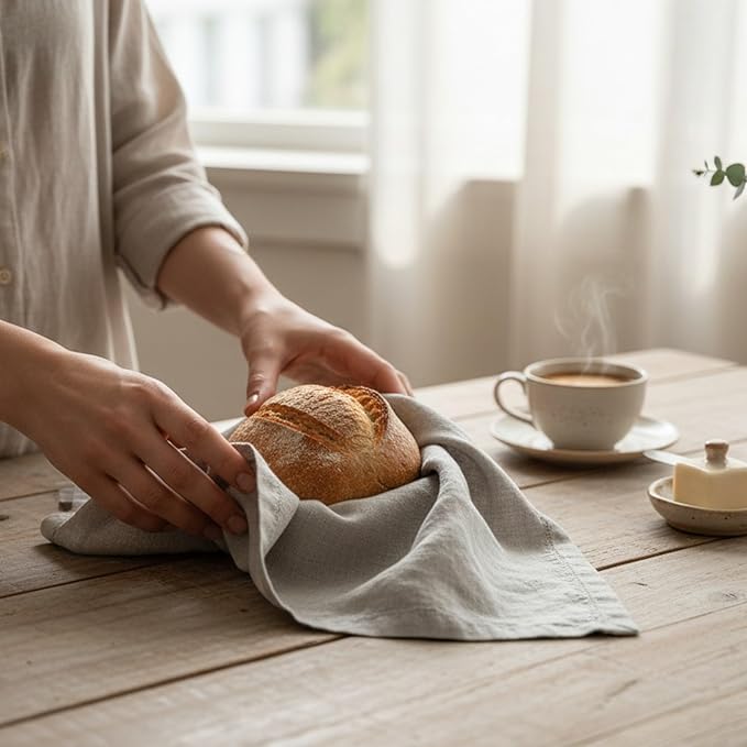 Hemstitched Linen Napkins – 20 Inch x 20 Inch – Stonewashed Pure Linen Cloth Dinner Napkins with Mitered Corners - 100% French Flax – Machine Washable - Set of 4 (Natural Oatmeal)